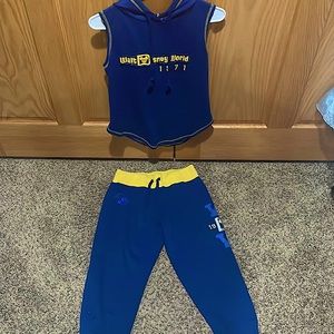 Blue and gold Walt Disney World, 1971 hooded shirt with sweatpants